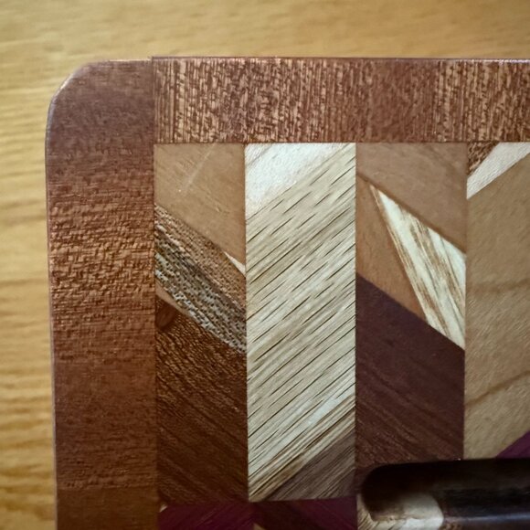 Tzedaka Charity Box Hand Crafted Mixed Hardwoods Star of David Judaica - Picture 9 of 9